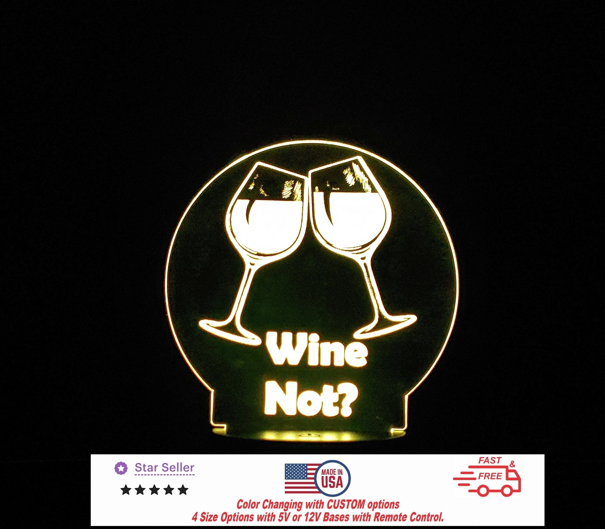 Wine Not Sign Custom Personalized Bar LED Night Light - Custom Neon Bar Sign - Beer Sign - Liquor Sign - 4 Sizes Free Shipping Made in USA