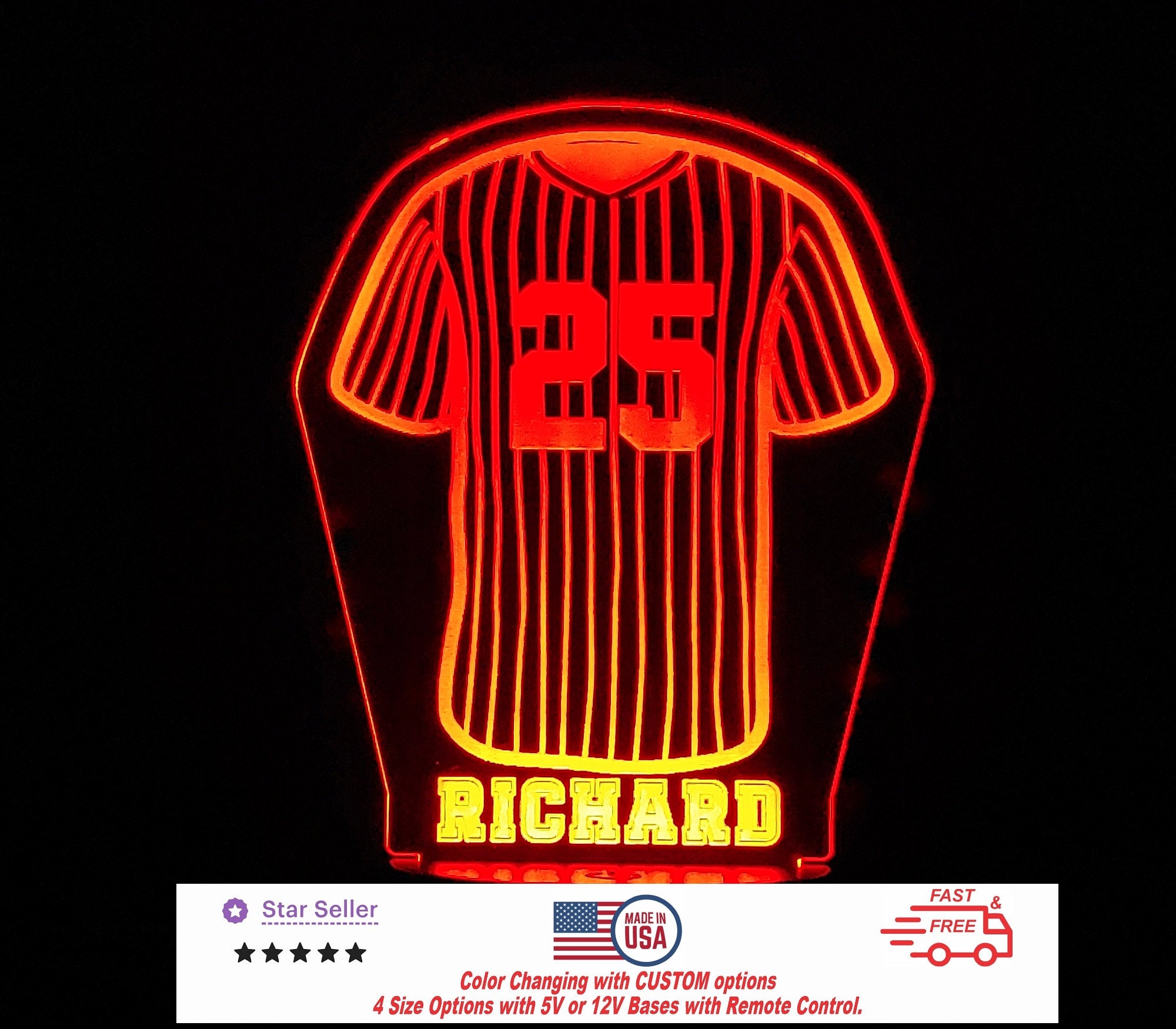 Football Jersey Personalized LED Night Light - Neon sign, Custom Sport SIgn - Sports Bedroom - sport Decor 4 Sizes Free Shipping Made in USA