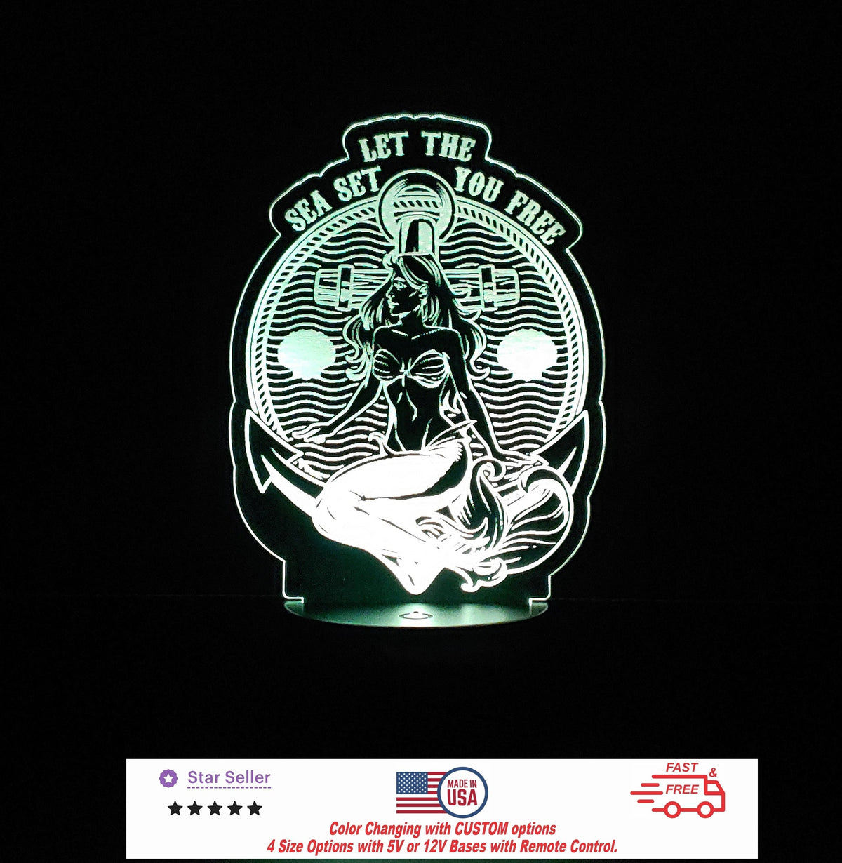 Let the Sea Sign LED Light Personalized Led Night Light, Custom Neon sign, Led Night Light Light Sign 4 Sizes Free Shipping Made in USA
