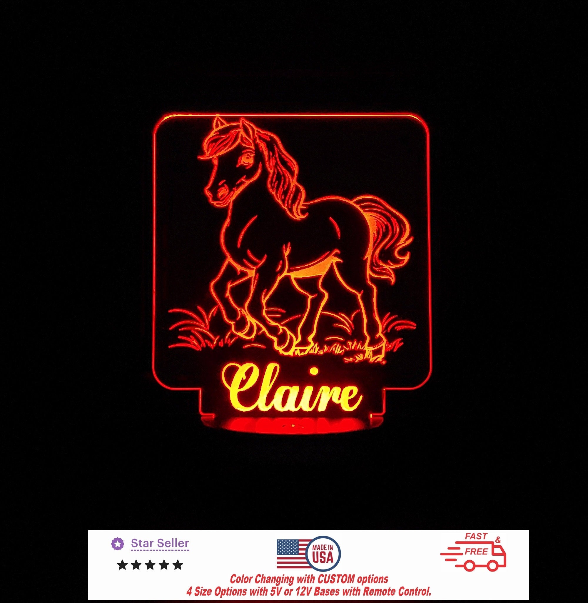 Custom Baby Horse Personalized LED Night Light - Neon sign, Room Decor, Party Enhancer, Nursery, Kids' Room, Free Shipping Made in USA