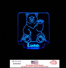 Custom Bear Personalized LED Night Light - Neon sign, Room Decor, Party Enhancer, Nursery, Kids' Room, Free Shipping Made in USA
