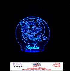 Custom Kids Baby Mermaid Personalized LED Night Light - Neon sign, Room Decor, Party Enhancer Nursery Kids Room, Free Shipping Made in USA