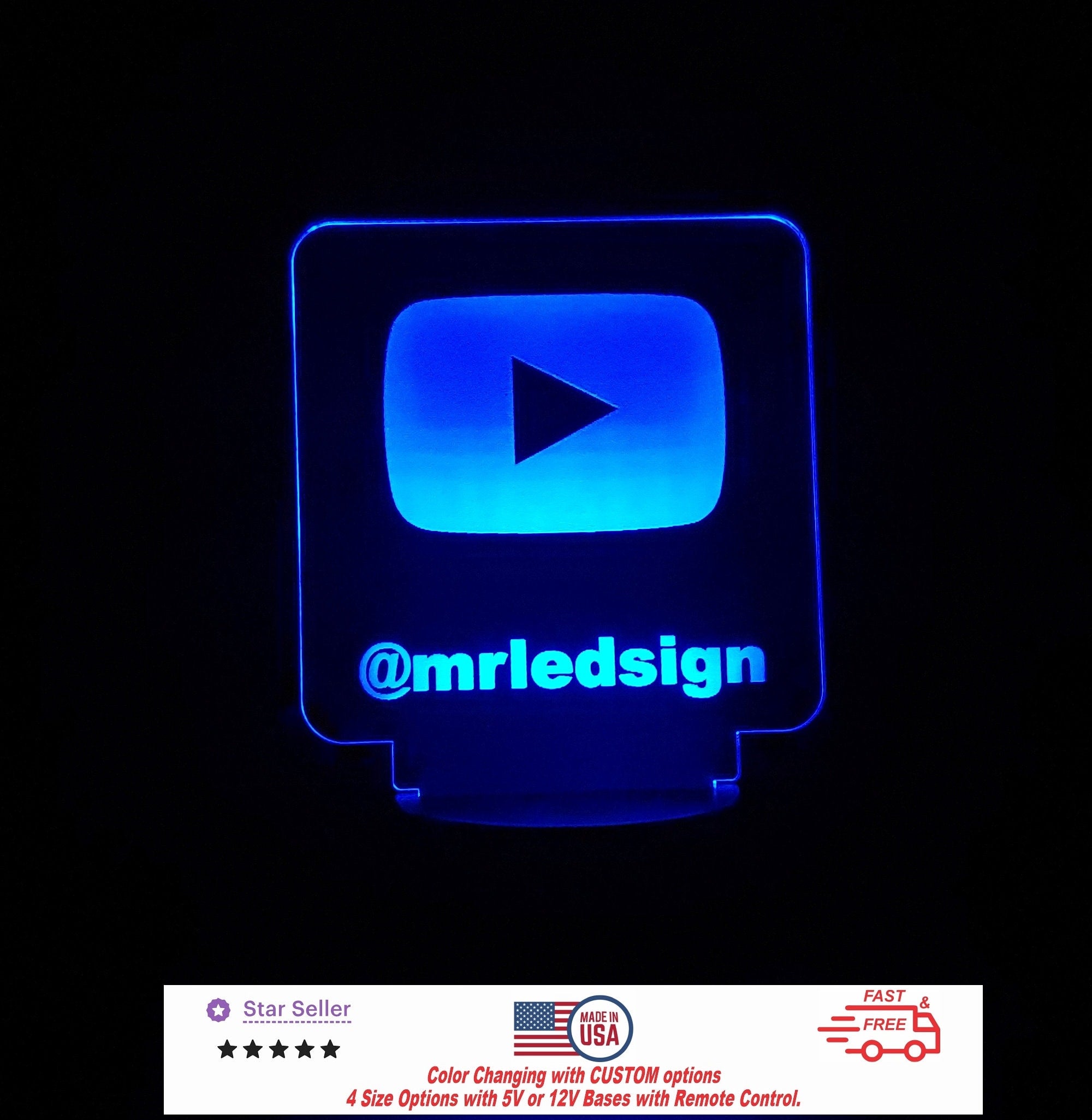 Custom Social Media Sign Personalized LED Night Light, Neon sign, Stream Sign, Business Light Streaming Light Sign Free Shipping Made in USA