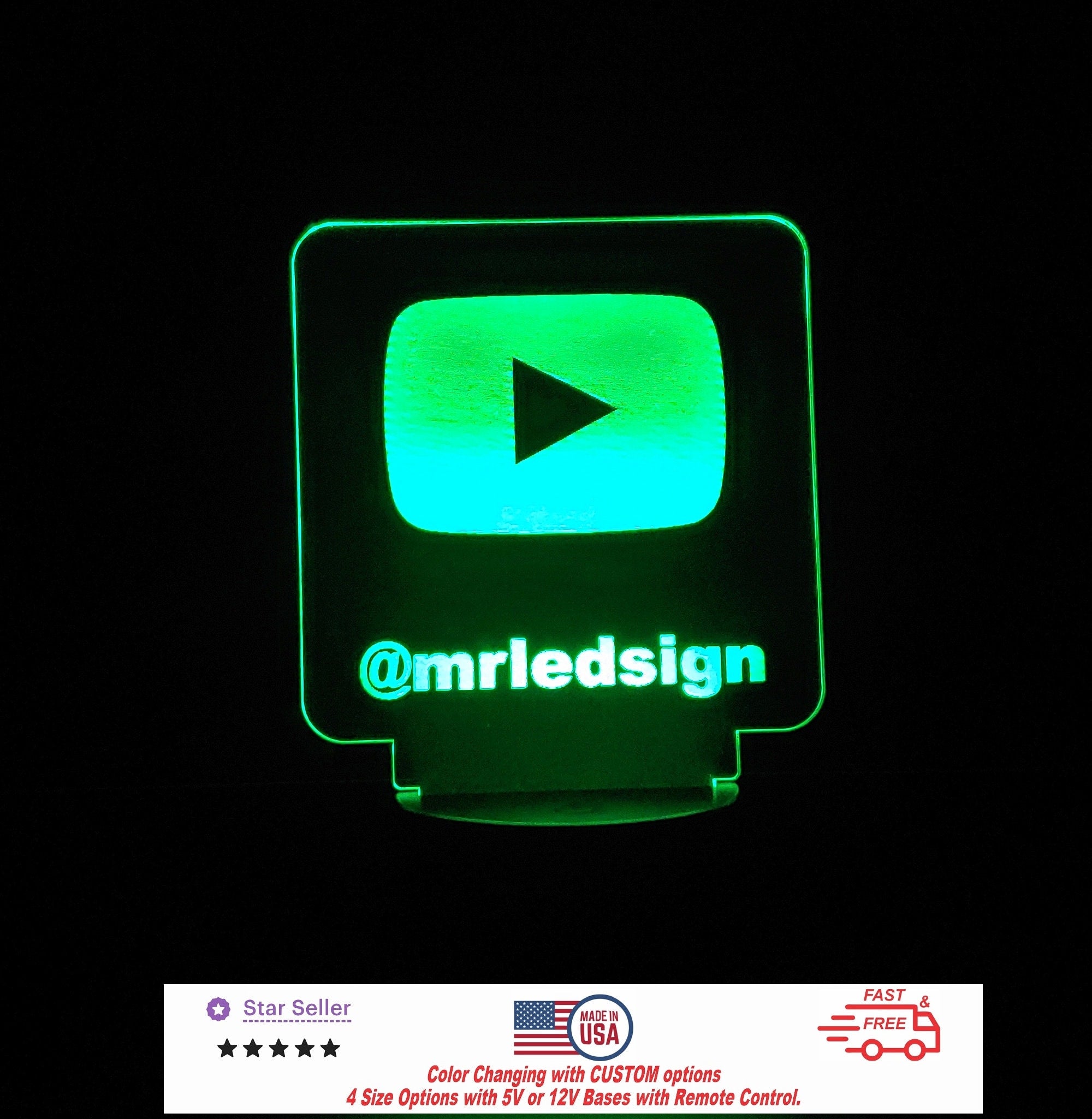 Custom Social Media Sign Personalized LED Night Light, Neon sign, Stream Sign, Business Light Streaming Light Sign Free Shipping Made in USA