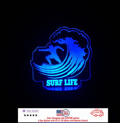 Surfer Sign LED Light Personalized Led Night Light, Custom Neon sign, Led Night Light Light Sign 4 Sizes Free Shipping Made in USA