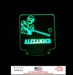 Baseball Batter Hitter Personalized LED Night Light - Neon sign, Custom Sport SIgn - Sports Bedroom - 4 Sizes Free Shipping Made in USA